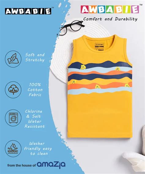 AWBABIE Yellow Soft Cotton Casual Round Neck Sleeveless T-Sh