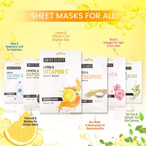 Buy Lemon & Vitamin C Sheet Mask | Brightening Sheet Mask - Swiss Beauty