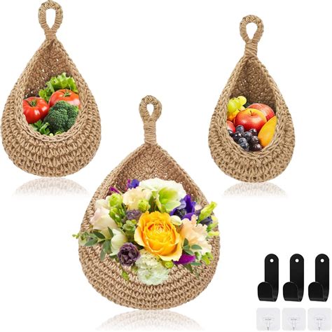 Amazon.com - Nagpew 3 Tier Hanging Fruit Basket, Wicker Vegetable ...