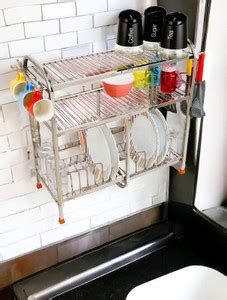 Amol Utensil Kitchen Rack Steel Premium Stainless Steel Dish / Wall ...