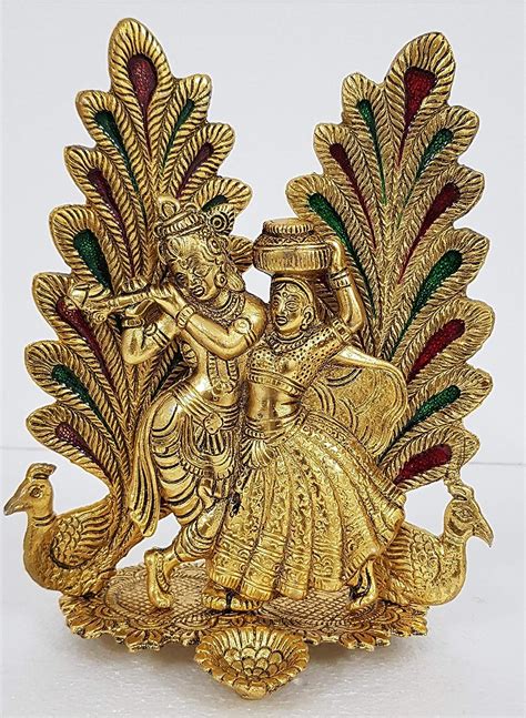Buy Rudraksh Handicrafts Dancing Radha Krishna with Peacock and Meena ...