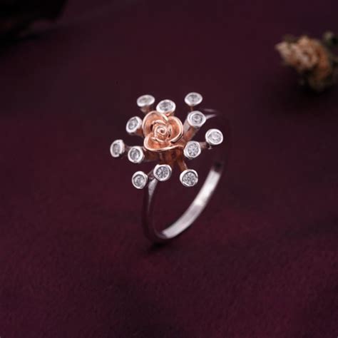 Rose Gold Rose Design Two Tone Ring – Zalkari