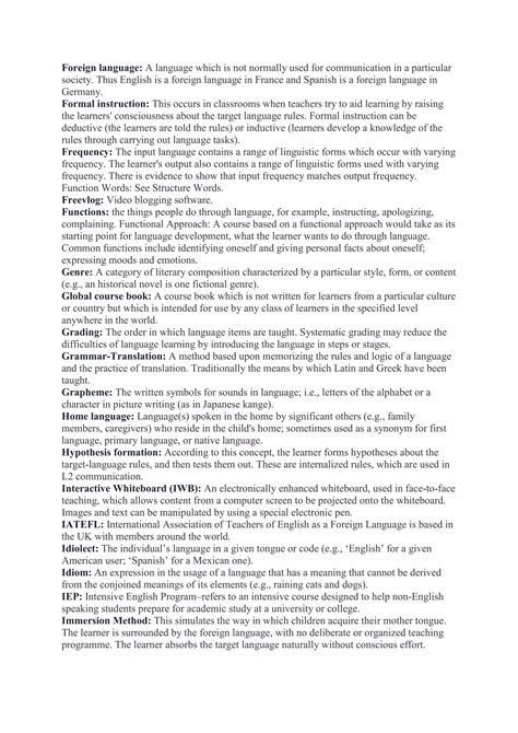 Efl teaching terminology | DOCX