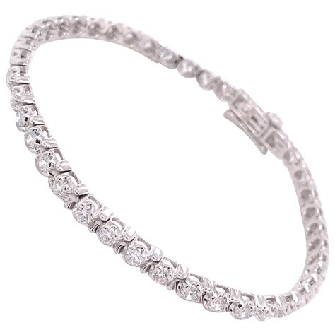 14K White Gold Lab Grown 3 Carat Diamond Tennis Bracelet at 1stDibs