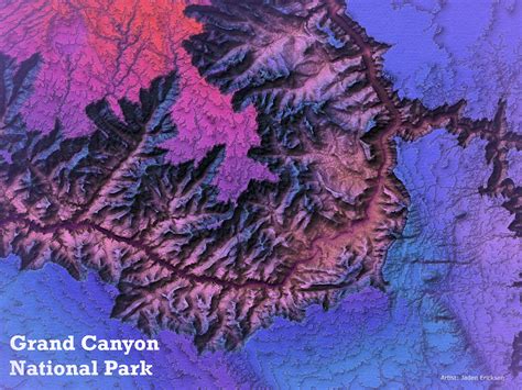 Grand Canyon National Park Elevation Map - Etsy