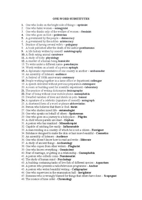 ONE WORD Substitute - Nil - ONE-WORD SUBSTITUTES One who looks on the ...