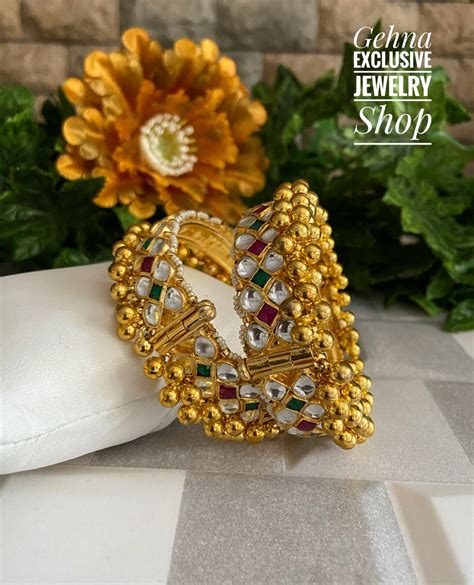 Buy Gold Plated Jadau Kada Online – Gehna Shop