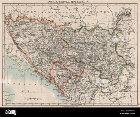 BOSNIA SERVIA MONTENEGRO. Balkans Serbia Croatia Herzegovina.JOHNSTON, 1900 map Stock Photo - Alamy - map of the balkans in 1900