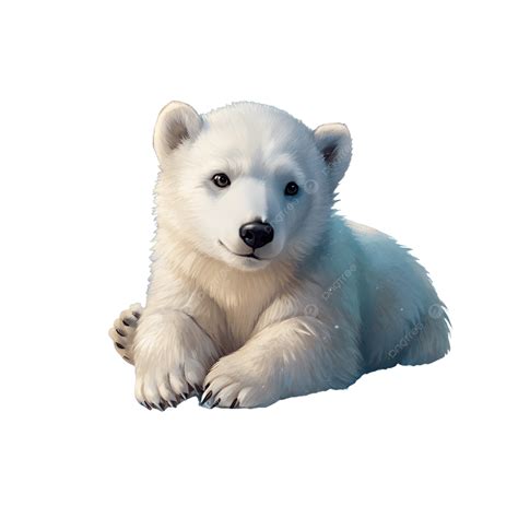 Cute Polar Bear Cub Clipart Illustration, Cute Polar Bear Cub, White ...