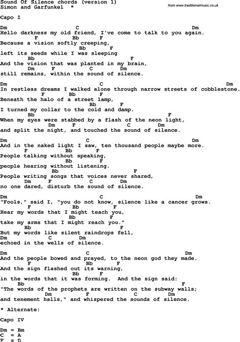 Sound Of Silence Guitar Chords Simon & Garfunkel The Sound Of