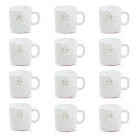 Larah by BOROSIL Ingot Opalware Mug, Set of 12 Tea/Coffee Mugs, 180 ml ...