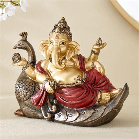 Buy Alpana Fiesta Polyresin Ganesha on Peacock Figurine from Home ...