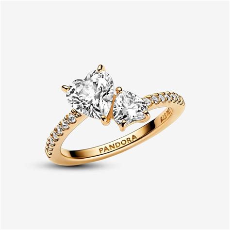 Pandora Heart & Promise Rings Clearance Sale India - Gold Double Heart ...