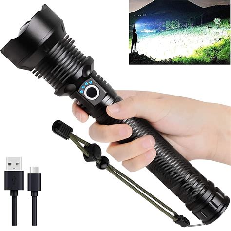 Rechargeable LED Flashlights High Lumens 900,000 Lumens Super Bright Zoomable Waterproof ...