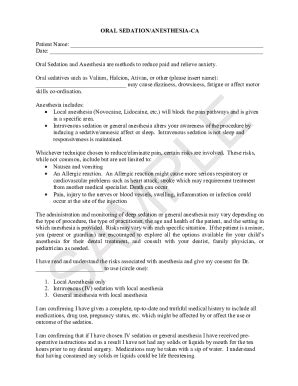 Fillable Online 0463-PSIC ORAL SEDATION FORM.docx Fax Email Print ...