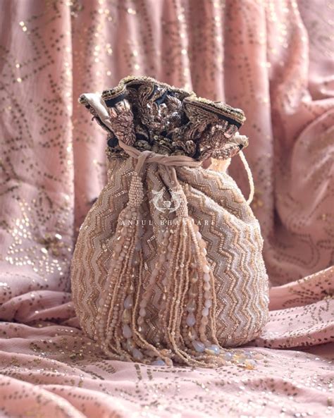 Beige Chikankari Awadhi Batua Potli – Anjul Bhandari