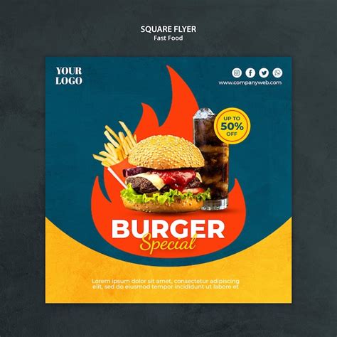 Fast-Food-Quadrat-Flyer-Vorlage | Kostenlose PSD-Datei