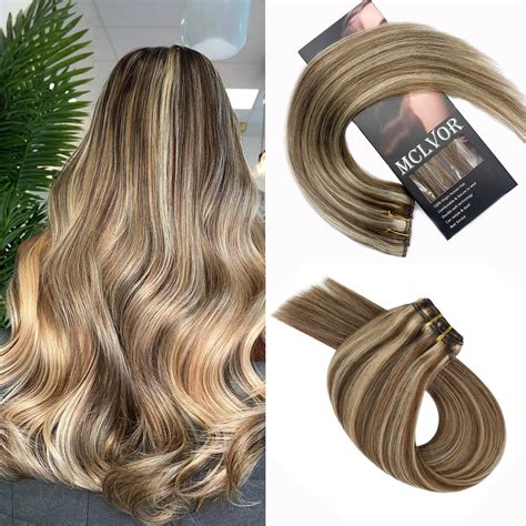 Amazon.com : Clip in Hair Extensions Real Human Hair 16 Inch 70g 7pcs ...