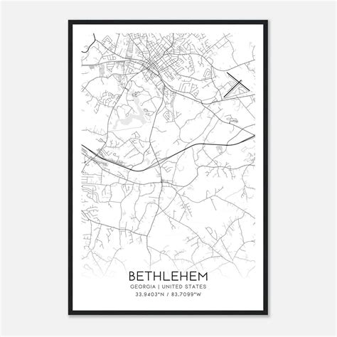 Bethlehem Georgia Map Poster, Modern Home Decor Wall Art Print - Custom ...