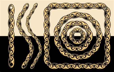Gold chain with line wave square and circle shapes isolated | Premium ...
