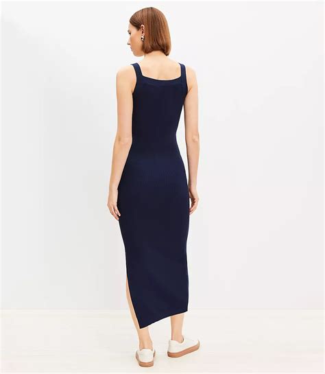 Ribbed Square Neck Maxi Sweater Dress