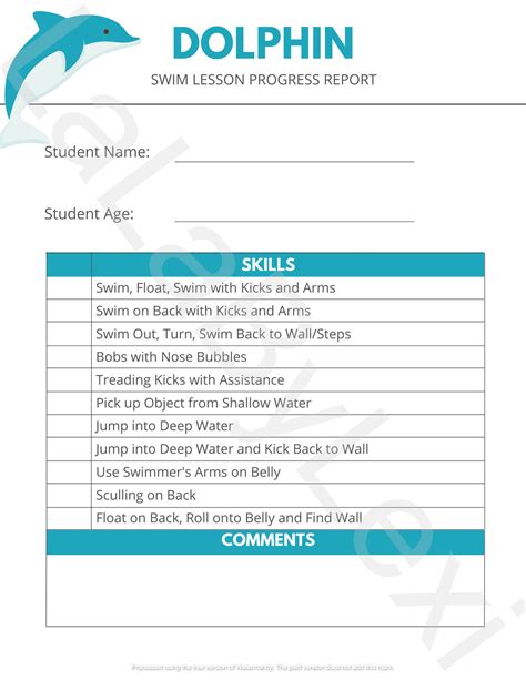 Swim Lesson Report Cards 的图像结果