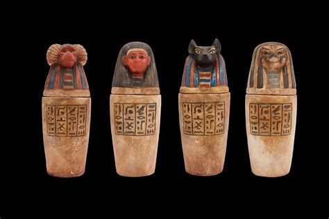 Egyptian Art Canopic Jars Set 4 Sons of Horus Made From Limestone Hand ...