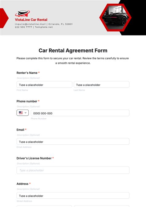 Free Car Rental Agreement Templates, Editable and Printable