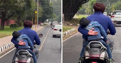Father Holding His Child While Riding Honda Activa is Winning Hearts ...