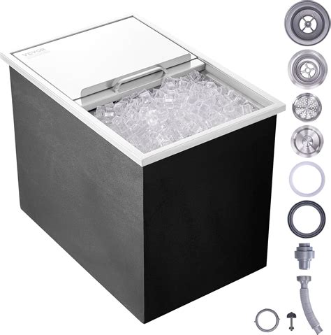 VEVOR Drop in Ice Chest, Stainless Steel Ice Cooler, Commercial Ice Bin with Cover,Outdoor ...