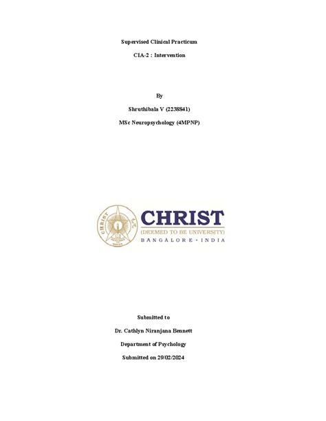 Intervention Report: Neuropsychological Assessment of Mr. A.G (4MPNP ...