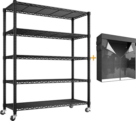 Amazon.com: REIBII 72.8" H Storage Shelves with Wheels Wire Shelving ...