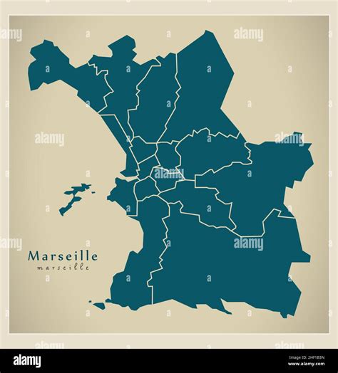 Modern City Map - Marseille city of France with boroughs Stock Vector ...
