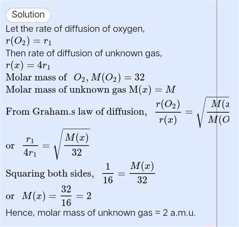 a 100 ml sample of hydrogen gas diffuses 4 times as rapidly as an ...