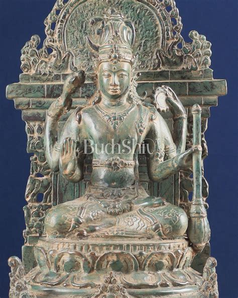 Indonesian Bronze Lord Vishnu Seated on a Throne with Garuda Sculpture ...