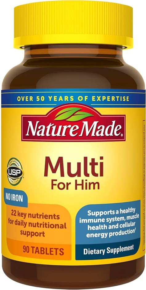 AdventureHome Nature Made Multivitamin for Him with No Iron, Men's ...