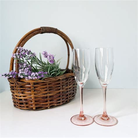 Vintage French Luminarc Pink Champagne Flutes Set of 2 La Flute Rosee ...