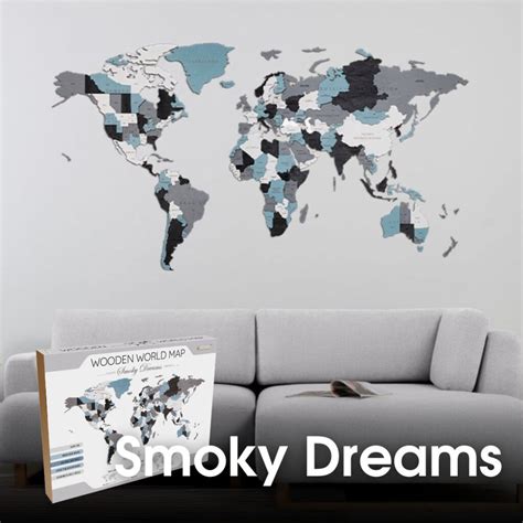 WORLD MAP Smoky Dreams - ewaecowoodart