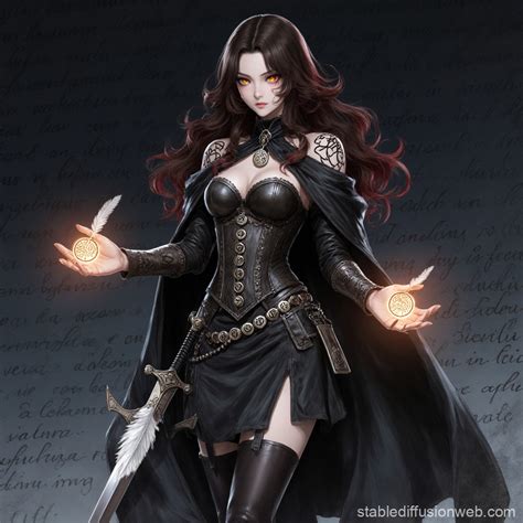 dark fantasy heroine in castlevania style anime illustration tall ...