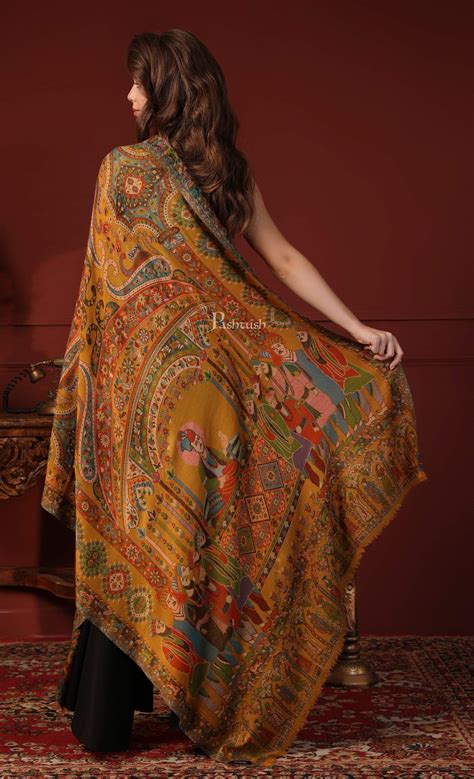 Pashtush Womens 100% Pure Wool Darbar Design Shawl, With Woolmark ...