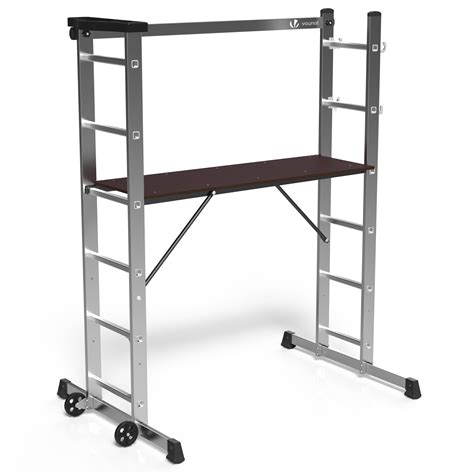 Vounot 3 In 1 Aluminium Scaffolding Ladder Stable Multifunctional Work ...