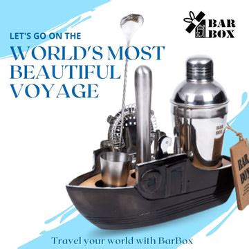 8-Piece Cocktail Shaker Set with Boat Shaped Stand - Bar Tools | Barte ...