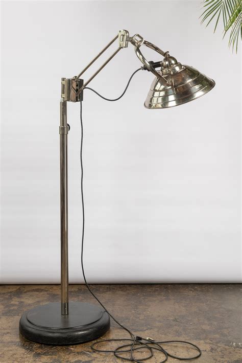 Vintage Mid Century Modern Chrome Industrial Floor Lamp For Sale at 1stDibs