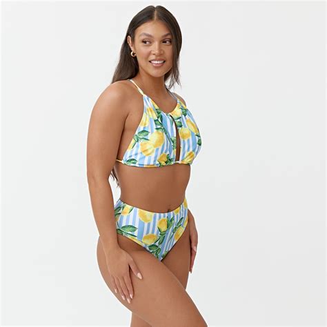 Be You | High Neck Bikini Top | Lemon | SportsDirect.com
