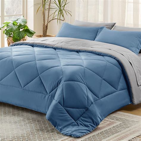 Amazon.com: Bedsure Blue Full Comforter Set - 7 Pieces Reversible Bed ...