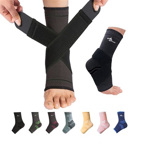 ABIRAM Ankle Compression Sleeve, Foot Sleeve (1 Pair) with strap, Ankle ...