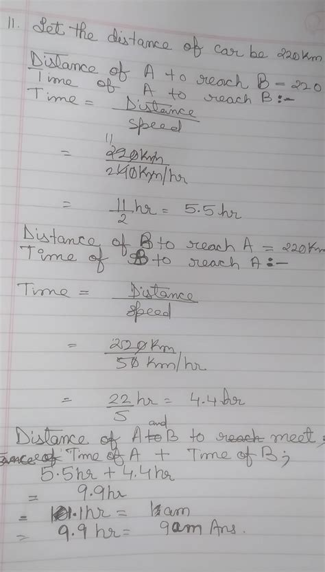 11. The initial distance between two cars A and B is 220 km. At 6 a.m ...