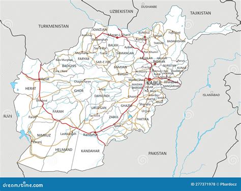 Detailed Afghanistan Road Map with Labeling. Stock Vector - Illustration of afghanistan, emirate ...