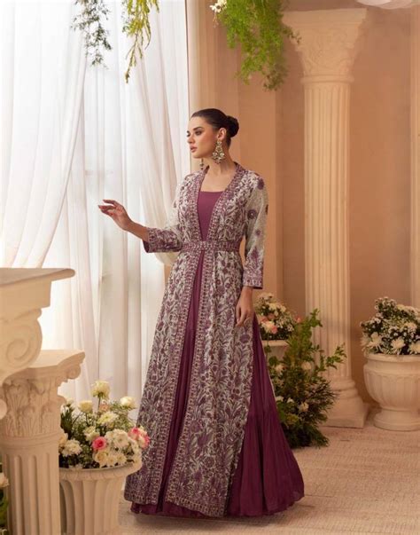 Sayuri Kasmira Chinon Silk Embroidered Designer Gown Collection