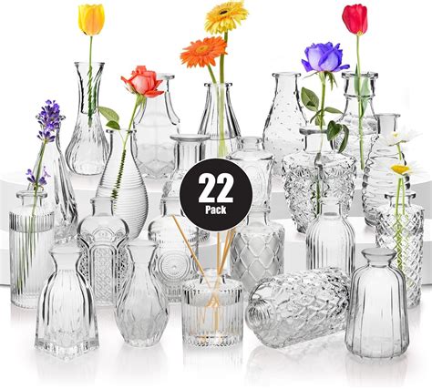 Amazon.com: 22 Pack Bud Vase in Bulk - BEAHOT Clear Flower Vases for ...